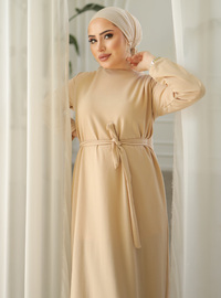 Robe Scuba Plissée Crème