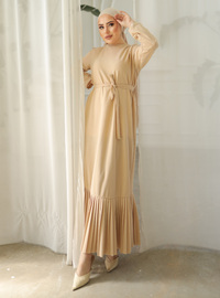 Robe Scuba Plissée Crème