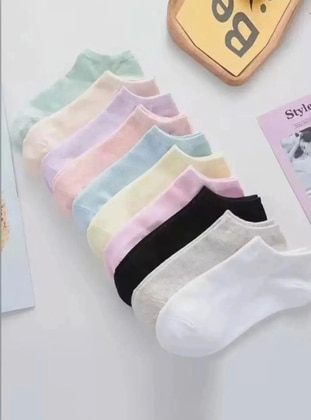 Kadın Karışık Extra Soft Renkli Koton Patik Çorap Seti 8 Çift - Çok renkli - Sockshion