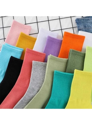 Kadın Soft Renkli Pamuklu Extra Rahat Ve Yumuşak Kolej Çorap Seti 8 Çift - Çok renkli - Sockshion