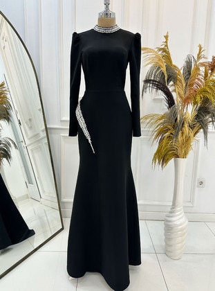 Black - Modest Evening Dress - Lavienza