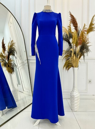 Saxe Blue - Modest Evening Dress - Lavienza