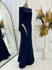 Navy Blue - Modest Evening Dress
