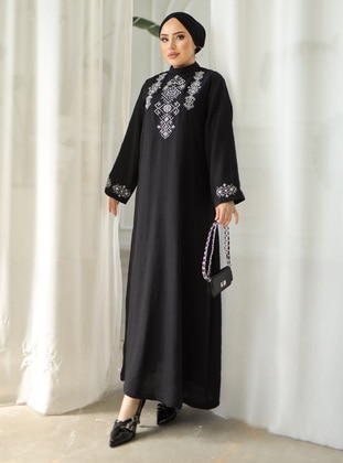 Black - Modest Dress - SAHRA BUTİK