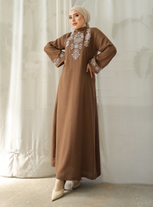 Brown - Modest Dress - SAHRA BUTİK