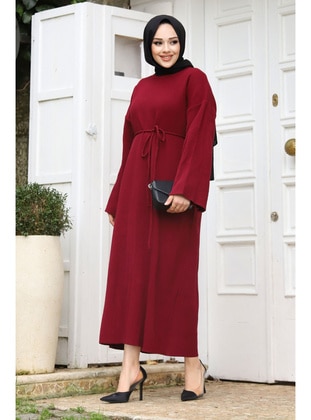 Burgundy - 350gr - Modest Dress - Tesettür Dünyası
