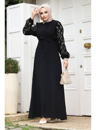 Black - 400gr - Plus Size Abaya - Tesettür Dünyası