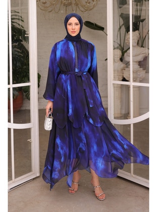 Saxe Blue - Fully Lined - Modest Dress - İmaj Butik