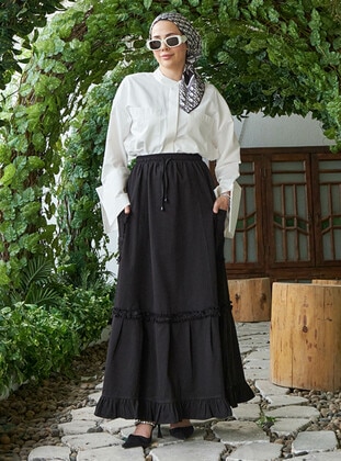Black - Denim Skirt - Neways