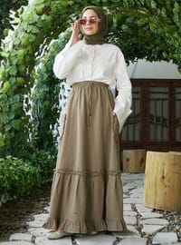 Khaki - Denim Skirt