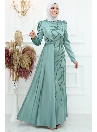 Green Almon - Modest Evening Dress - Amine Hüma