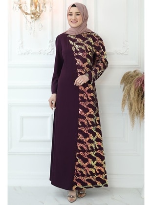 Purple - Plus Size Evening Dress - Amine Hüma