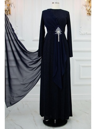 Navy Blue - Modest Evening Dress - Amine Hüma