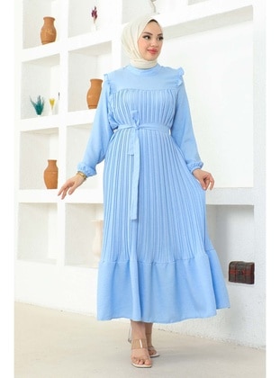 Baby Blue - Unlined - Modest Dress - İmaj Butik