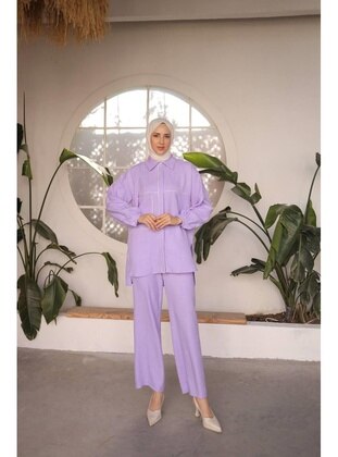 Purple - Suit - Lurex Moda