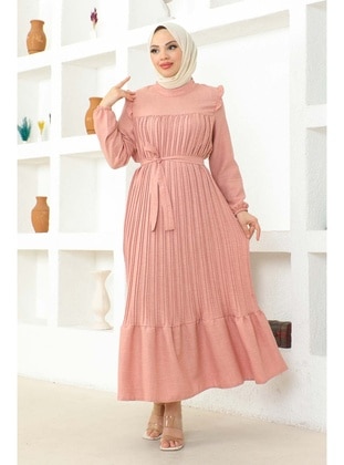 Powder Pink - Unlined - Modest Dress - İmaj Butik
