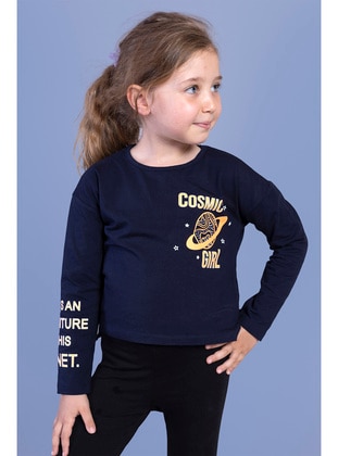 Girl's Printed T-Shirt Navy Blue
