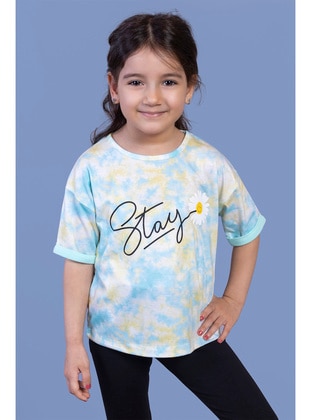 Printed - Crew neck - Unlined - Sea-green - Girls` T-Shirt - Toontoy