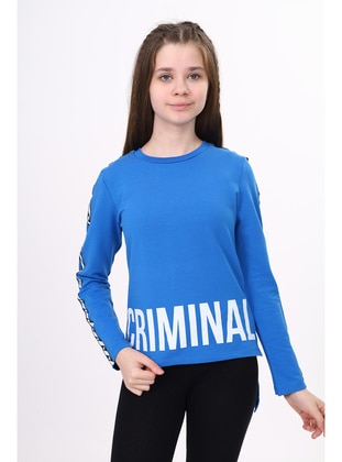 Toontoy Kız Çocuk Criminal Baskılı İki Kolu Şeritli Tişört-Saks