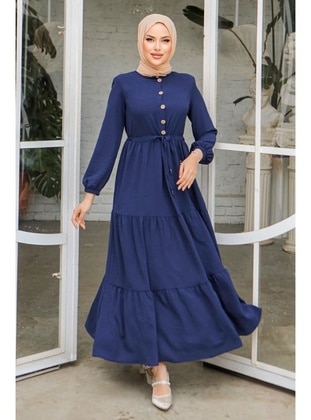 Navy Blue - Modest Dress - Bestenur