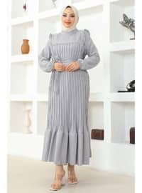 Grey - Unlined - Modest Dress