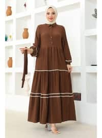 Brown - Unlined - Modest Dress