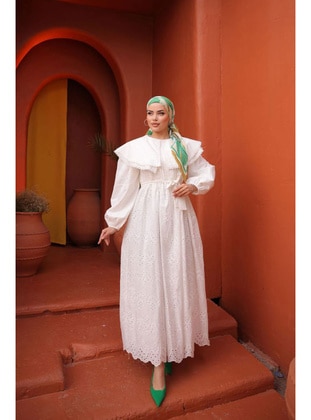 White - Modest Dress - Benguen