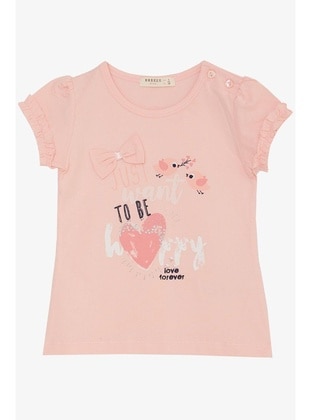 Pink - 150gr - Girls` T-Shirt - Breeze Girls&Boys