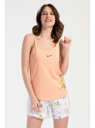Kadın Ip Askılı Şortlu Pijama Takım , 401055