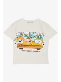 Ecru - 150gr - Girls` T-Shirt