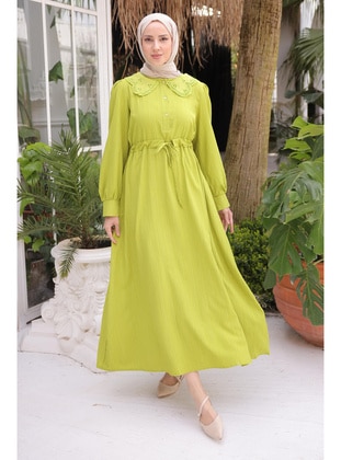 Olive Green - Unlined - Modest Dress - İmaj Butik