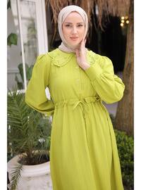 Olive Green - Unlined - Modest Dress