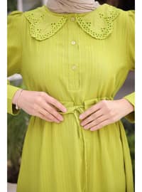 Olive Green - Unlined - Modest Dress