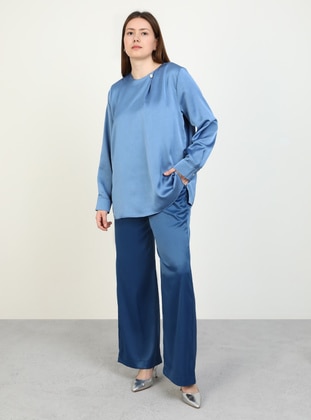 Deep Blue - Plus Size Blouse - Alia