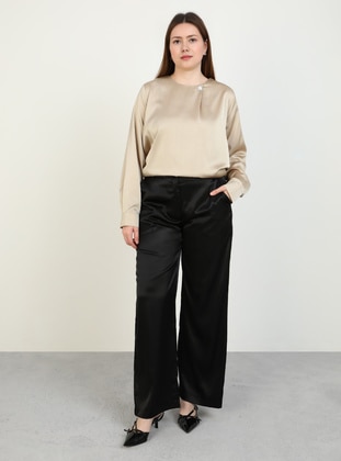 Black - Plus Size Pants - Alia