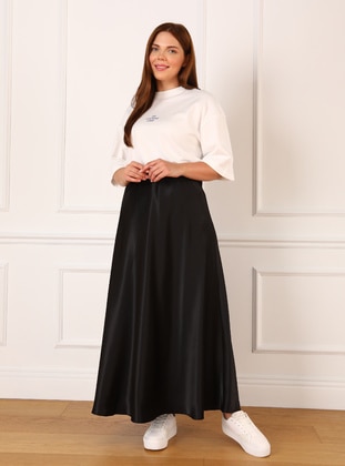 Black - Plus Size Skirt - Alia