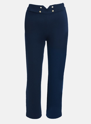 Navy Blue - Plus Size Pants - Alia