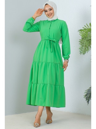 Green - Modest Dress - Benguen