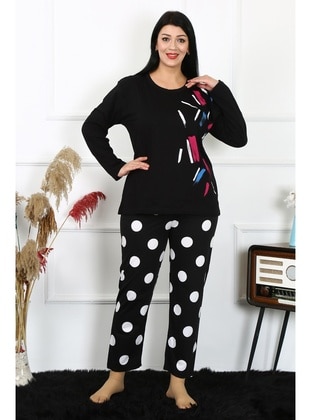 Black - Plus Size Pyjamas - Akbeniz