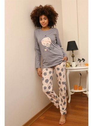 Grey - Pyjama Set - Akbeniz