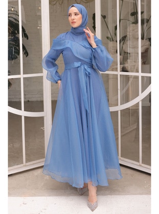 Indigo - Fully Lined - Modest Evening Dress - İmaj Butik