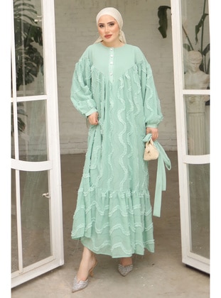 Mint Green - Fully Lined - Modest Dress - İmaj Butik