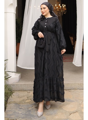 Black - Fully Lined - Modest Dress - İmaj Butik