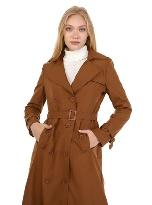 Tan - Plus Size Trench coat - Jamila