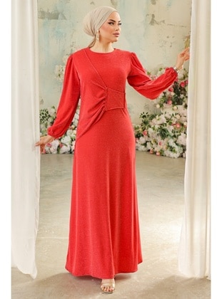 Red - Modest Evening Dress - Bestenur