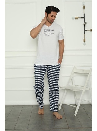 White - Men`s Pyjama Sets - Akbeniz