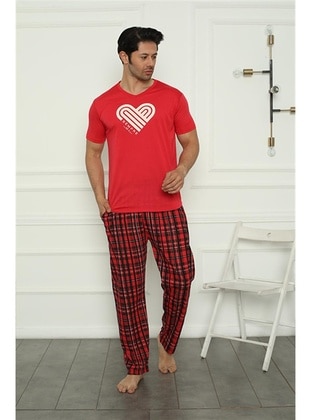 Red - Men`s Pyjama Sets - Akbeniz
