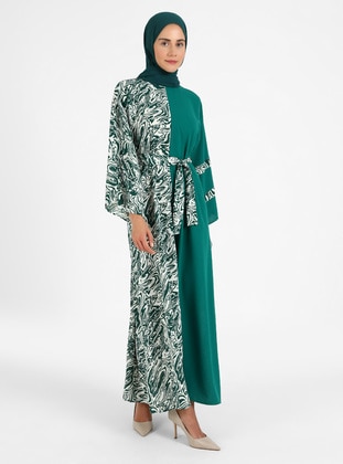 Green - Modest Dress - Filizzade