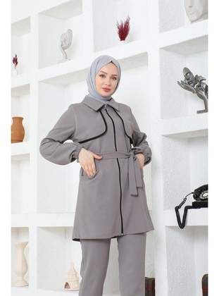 Grey - 700gr - Suit - Burcu Fashion