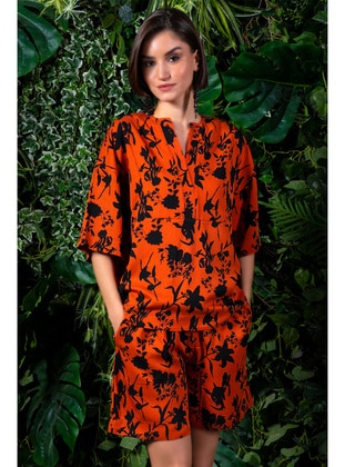 Kadın Belmando Pervaz V Yaka Kısa Kol Şortlu Pijama Takım , 311463